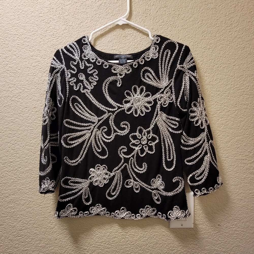 San Tropez west petite embroidered blouse